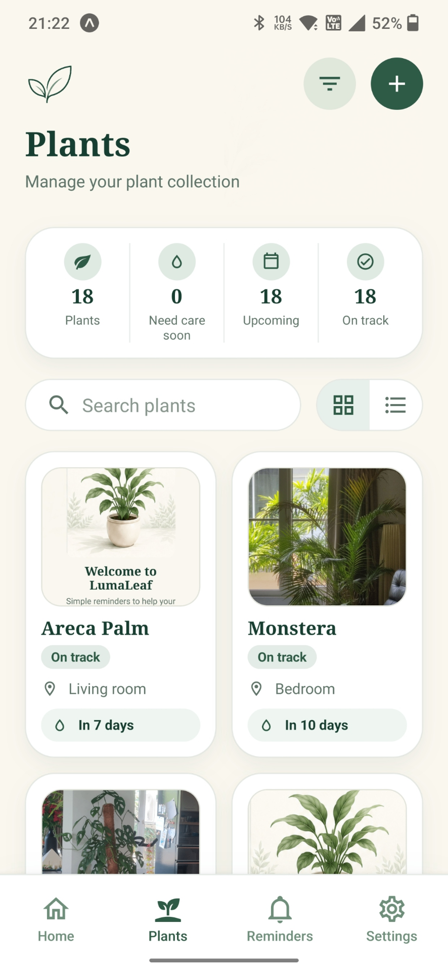 Your plants at a glance