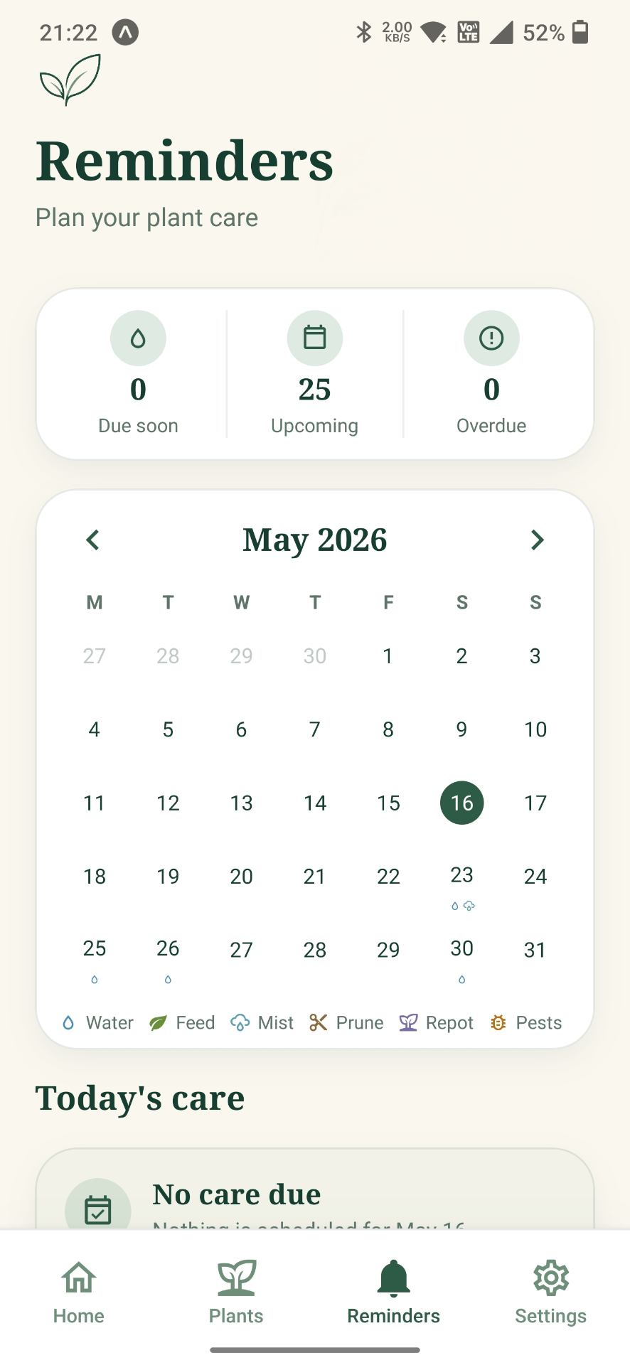 Reminders calendar